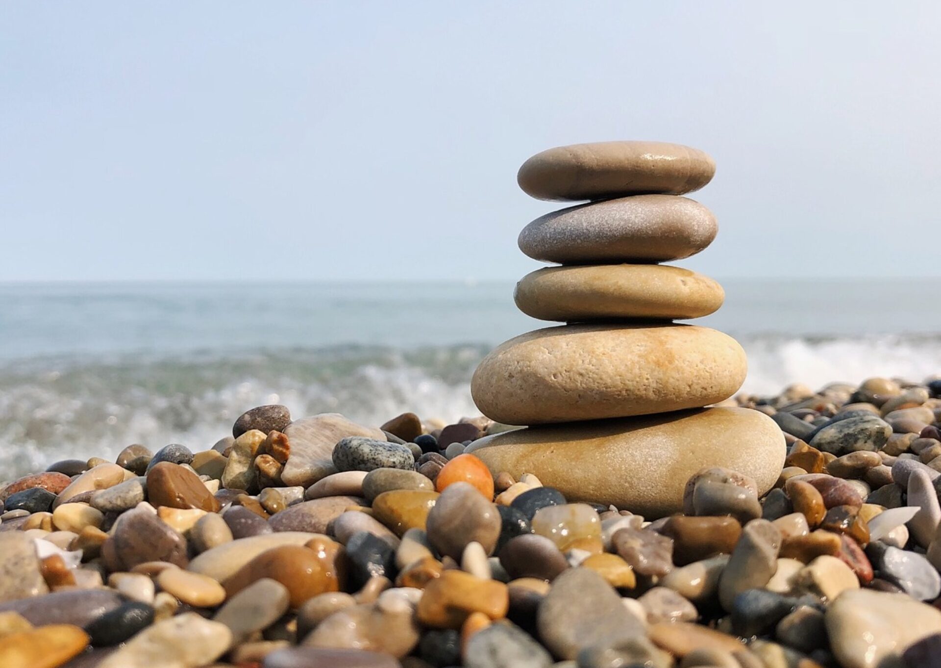 Stone tacked at the rocky beach
